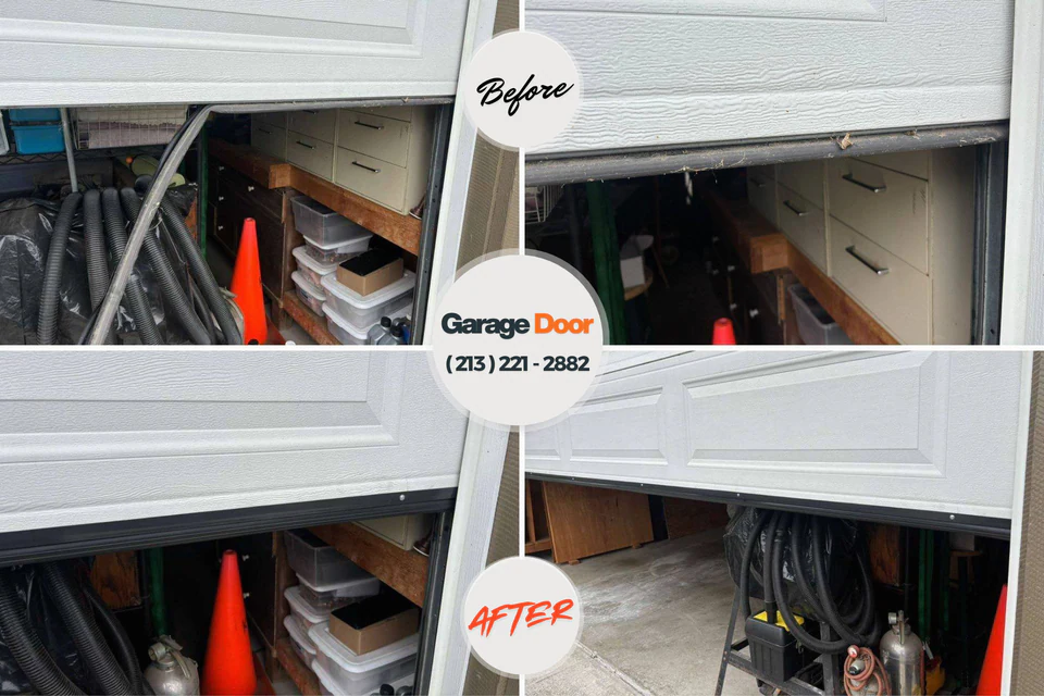 Before and after: Garage Door Service South Barrington, IL